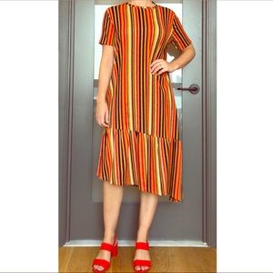 Zara Trafaluc Vertical Striped Midi Dress 🍂